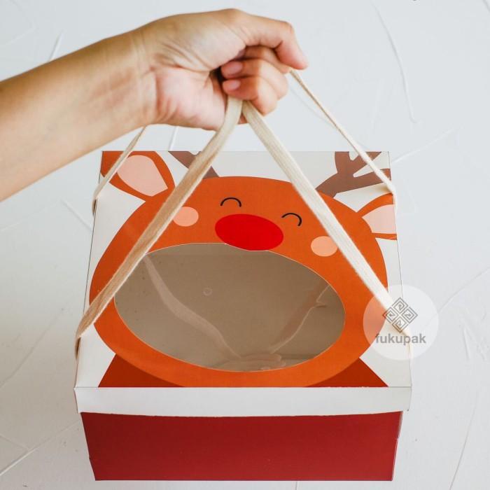 

Box Natal Rusa 22X22 (10Pcs) Dus Hamper Kue Cake Kotak Dessert Box 065