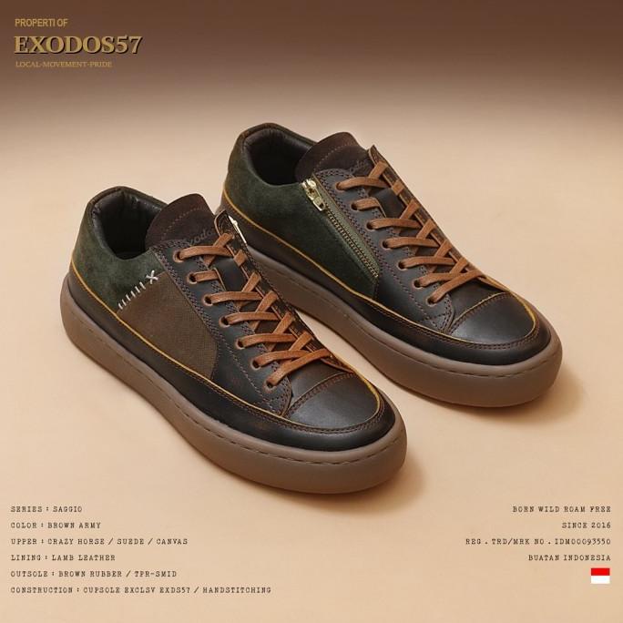 SEPATU EXODOS57 SAGIO BROWN ARMY | SEPATU BIKERS | ORIGINAL