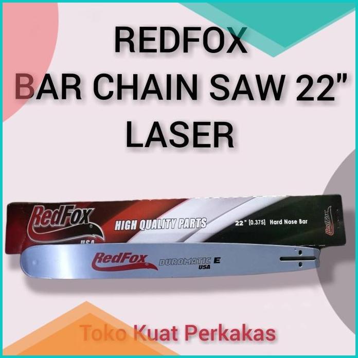 Hard Nose Bar chainsaw 22" REDFOX chain saw laser bar tanpa gigi 20JV