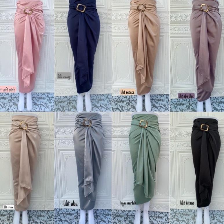 Baru - Rok lilit satin // satin wrap skirt // bawahan kebaya // rok polos // rok satin .,