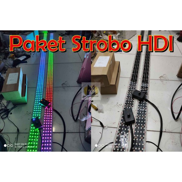 Paket Strobo RGB 143cm 4 baris 12v modul meteor bus elf dyna