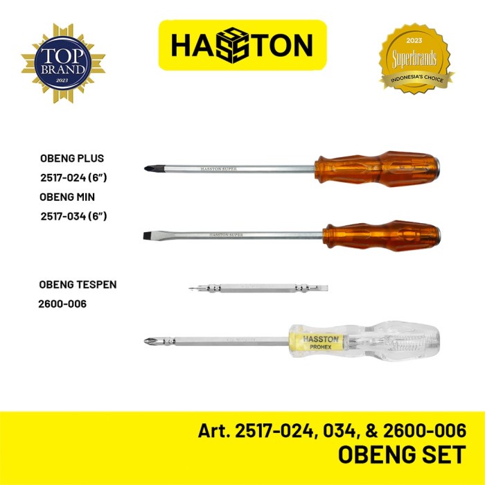 HASSTON OBENG SET / OBENG PLUS MINUS TESPEN SET / OBENG KEMBANG SET