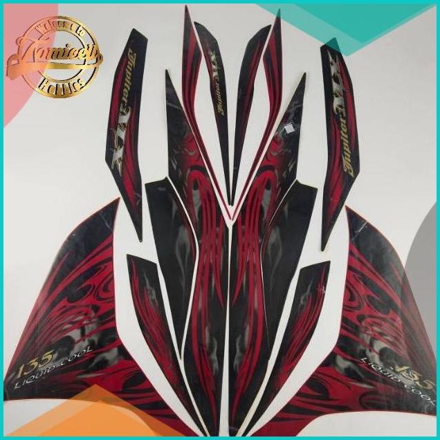 stiker striping motor yamaha Jupiter mx new 135 2011 merah list body