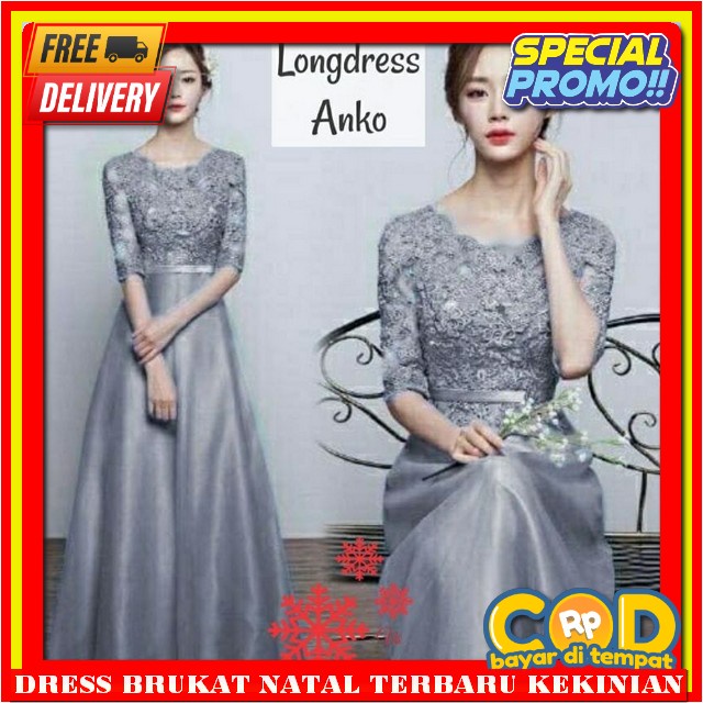 Midi Dress Korea Motif Drees Merah Maroon Dreses Berukat 2024 Dress Natal Wanita Terbaru Korea Gaun 