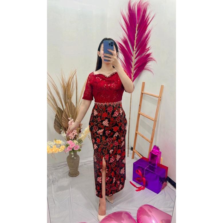 PROMO  Dress Batik ivana /Dress kebaya wanita /Dress wisuda / Dress natal