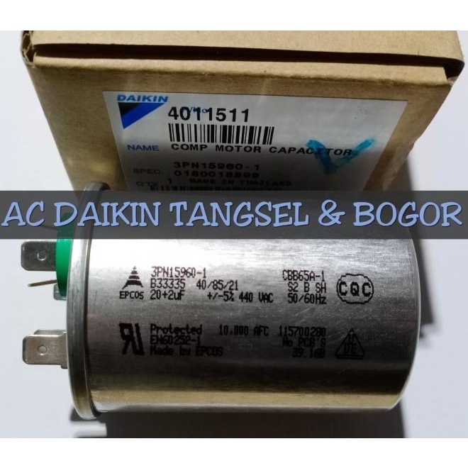 Capacitor Kapasitor Ac Daikin 1/2Pk 3/4Pk Ftne15Mv14 Ftne20 20+2Uf Ori