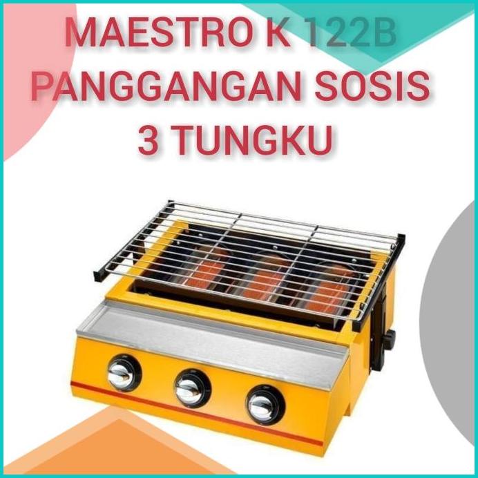 Mesin panggangan bbq sosis nasi ayam bakar MAESTRO gas roaster 3tungk