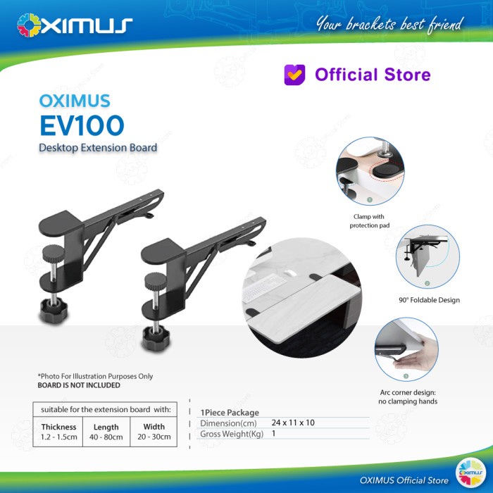 BRACKET DESK EXTENSION BOARD EKSTENSION MEJA BISA LIPAT OXIMUS EV100