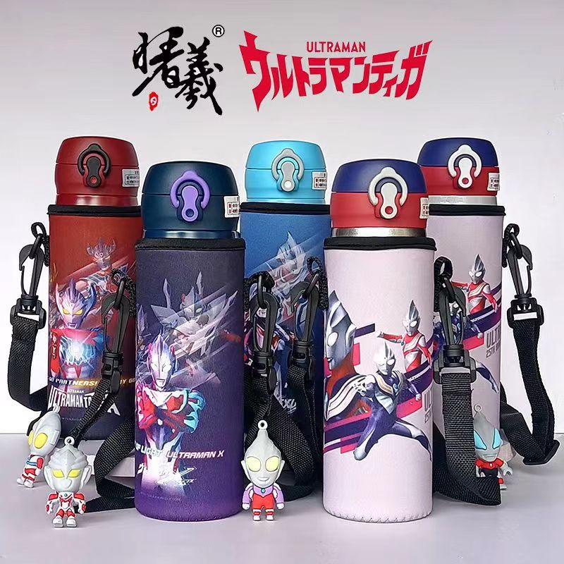 Ultraman Cangkir Portable Termos Anak-anak316Gelas Air Anak Laki-laki, Botol Air Anti Jatuh untuk TK
