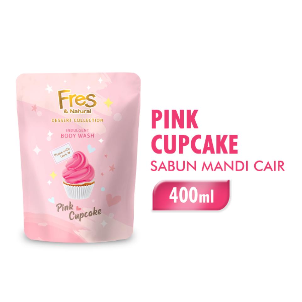 Fres & Natural Sabun Mandi Cair Pink Cupcake Pouch 400 ml - Gambar 2