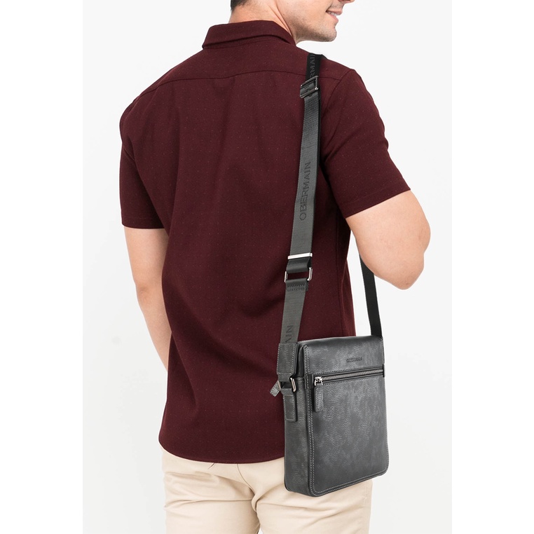 Tas Selempang Obermain Original Pria Sling 1 kantong dalam dengan resleting 100% Ori Glamour Maximus Bag - L Laki Kulit