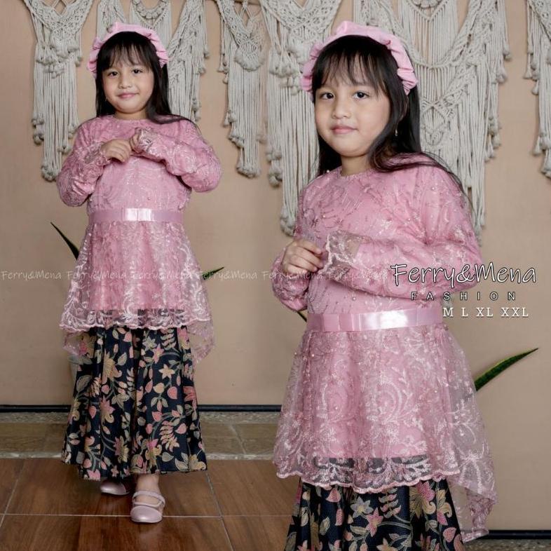 Promo Baju Brokat Tille Anak Umur 5-12 Tahun Kebaya Anak Perempuan Pakaian Pesta Anak Tls63