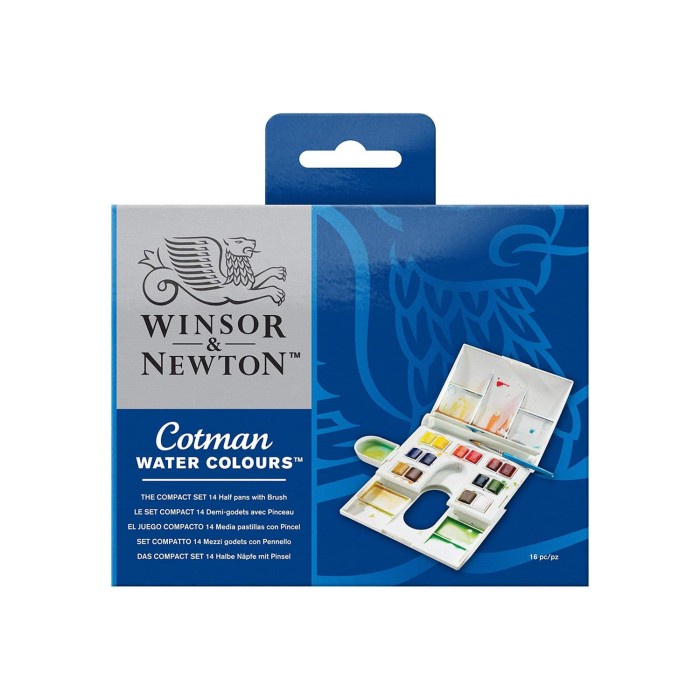 

COTMAN Water Colours The Compact Set 14 Half Pans with Brush