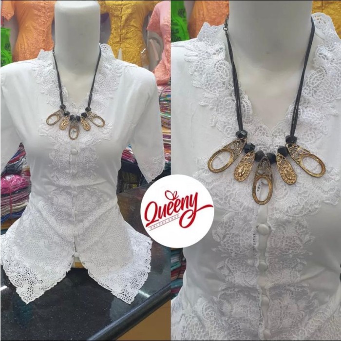 KEBAYA ENCIM PUTIH POLOS TANGAN PENDEK 3/4 / KEBAYA ENCIM KATUN JEPANG