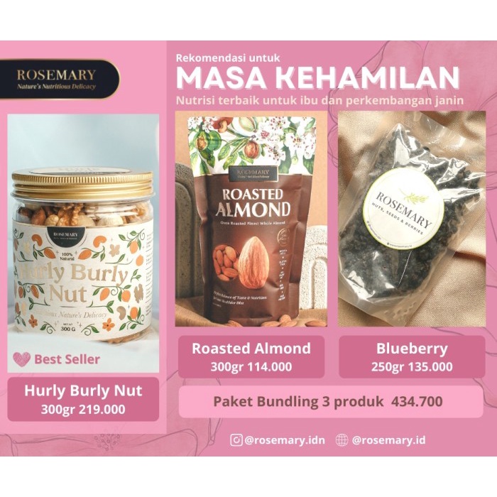 

Paket Masa Kehamilan - (Hurly Burly Nut, Roasted Almond, Blueberry)