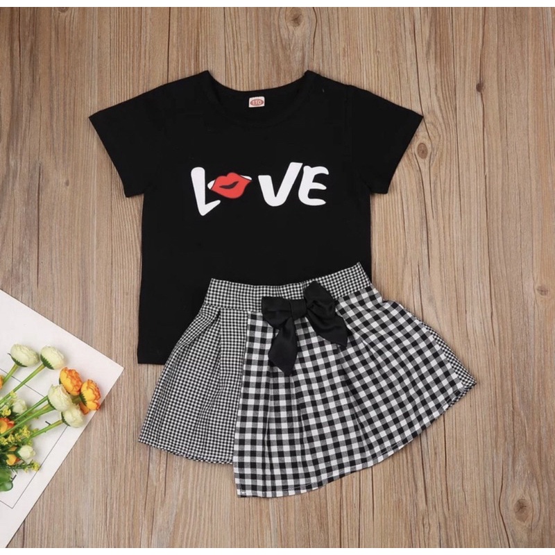 Setelan Anak Perempuan Baju Cewek Korean Style Stelan Ansk Cewe 2023 Lucu Tanggung One Set Terbaru U