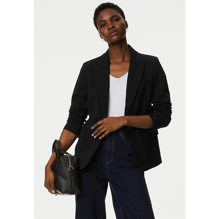 Blazer Marks & Spencer Original Wanita Pakaian desain single breasted dalam nuansa solid tone yang v