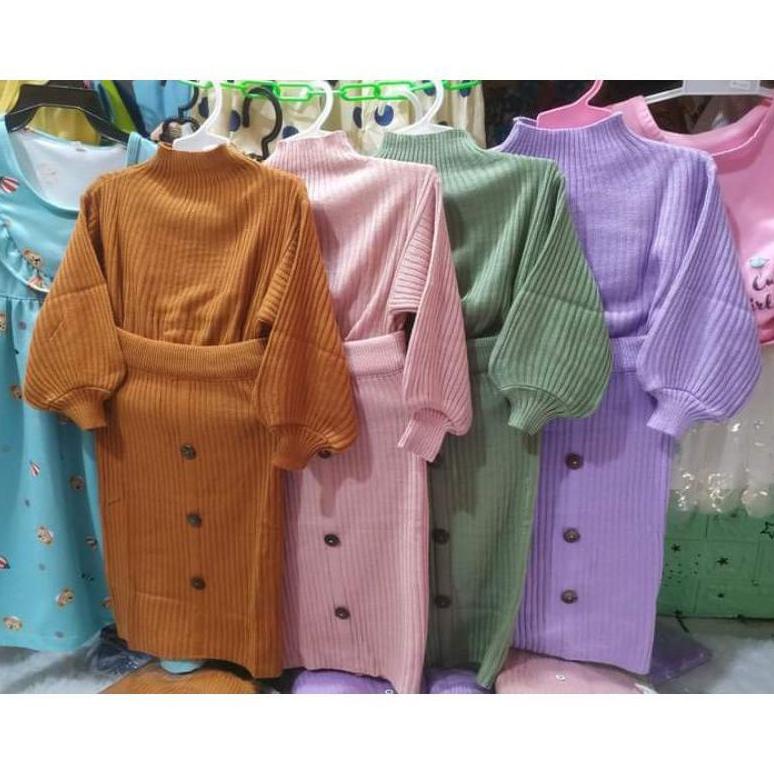 TERLARIS SETELAN RAJUT ANAK PEREMPUAN / SETELAN ROK RAJUT ANAK / SETELAN SWEATER RAJUT ANAK USIA 2 -