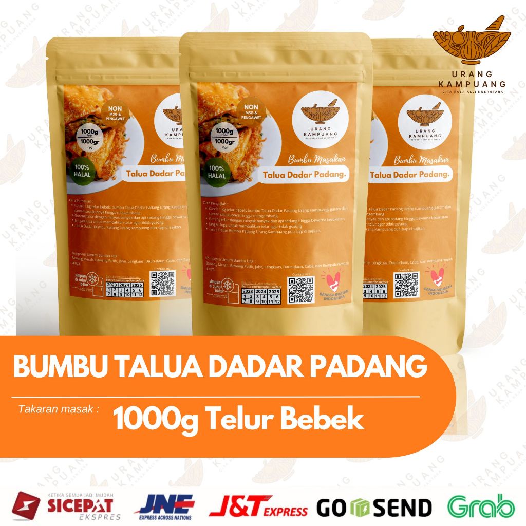 

Bumbu Talua Dadar Padang 10 Telur Bebek Non MSG dan Pengawet Urang Kampuang Food