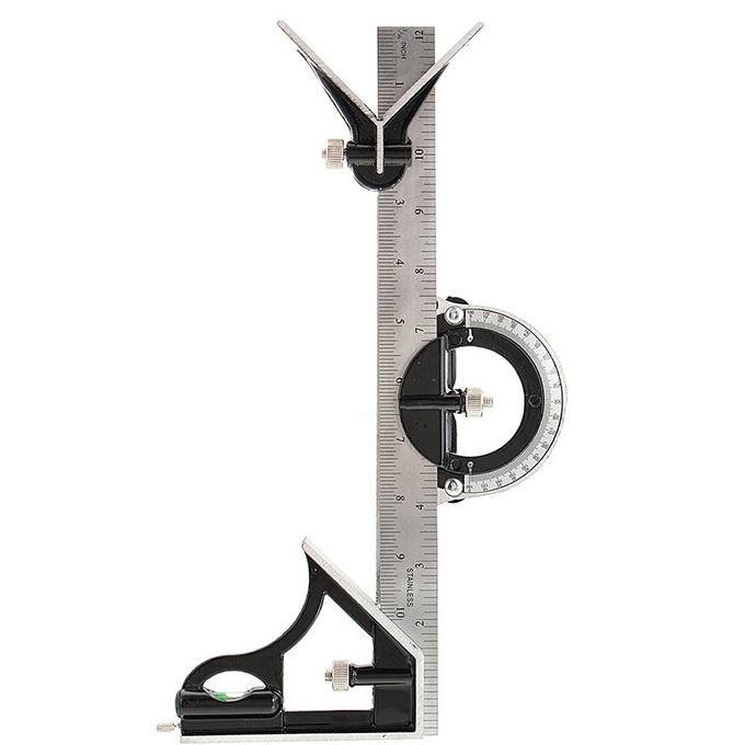 

fif Penggaris Siku Kombinasi 30cm Stainless lengkap Busur Derajat waterpas