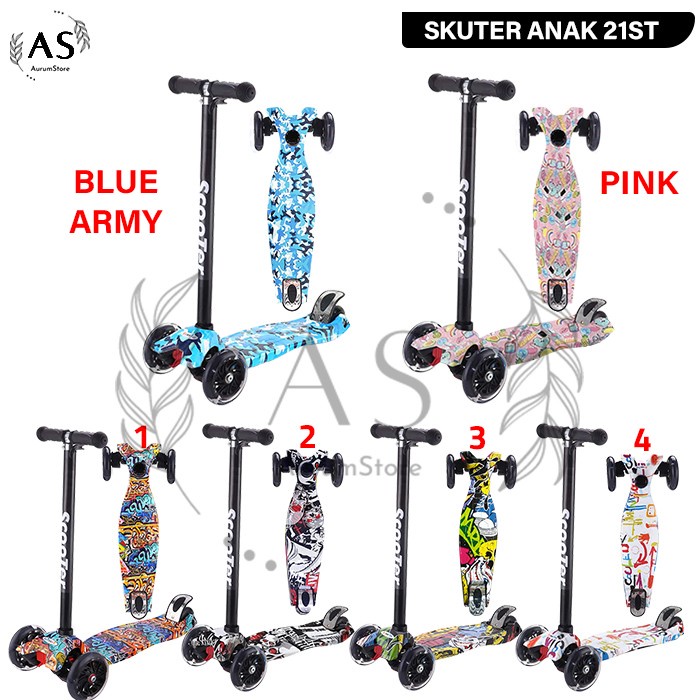 21St Kickboard Scooter - Otoped Anak / Skuter Anak Roda 3 Ban Karet/Pu