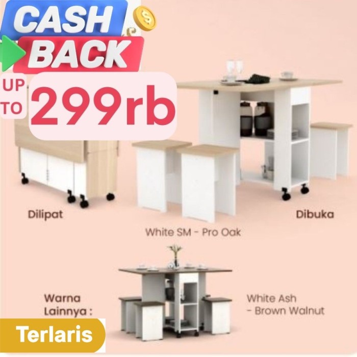 Meja Makan Set Lipat Roda Allison Dt120 Harga Pabrik