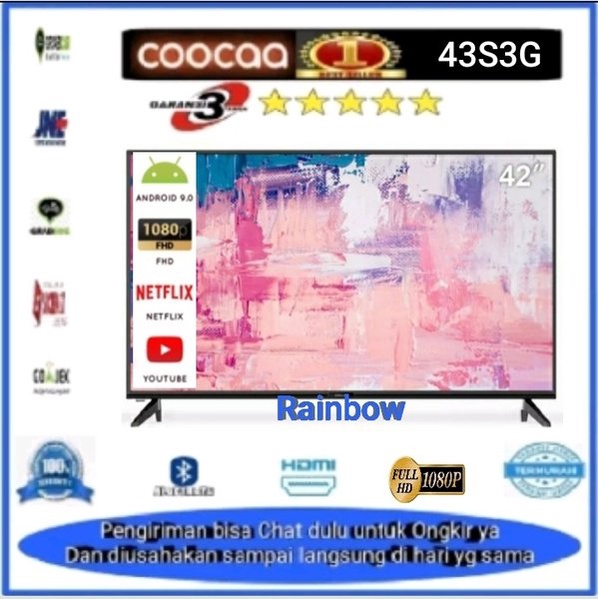 Coocaa LED TV 42inch 42S3G smart Android Netflix Google Mirroring