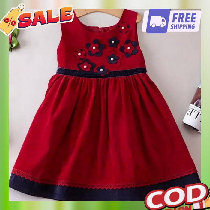 Pakean Ansk Kegereja Gaun Kid Marry Cristmas Dress Parti Merah Quality Premium Gaum Natsl Imlek Chou