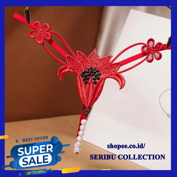 G STRING WANITA SEXY MUTIARA THONG BERTALI BORDIR LINGERIE SEKSI  BEST QUALITY 