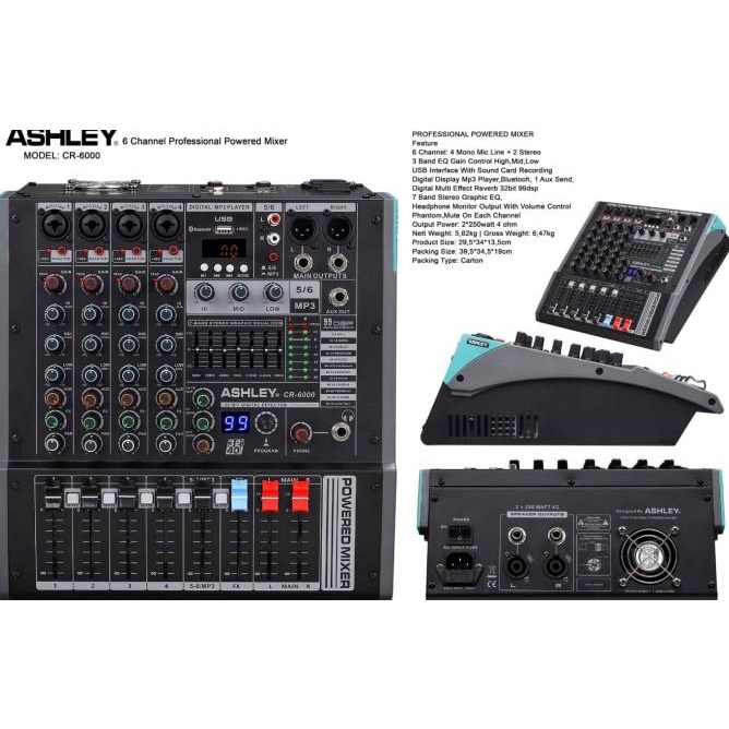 power mixer ashley cr6000 cr 6000 6 channel original Premium murah