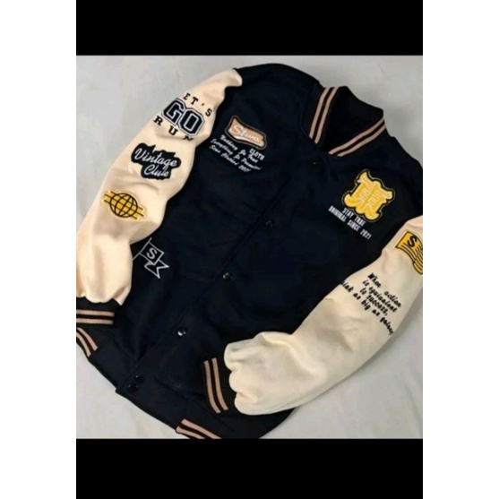 Jaket Farsity Baseball Unisex Flace Tebal Full Bordir