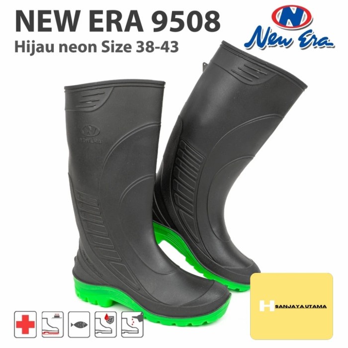 SEPATU BOOTS TINGGI NEW ERA 9508 HITAM HIJAU SEPATU APD PROYEK ORIGINAL
