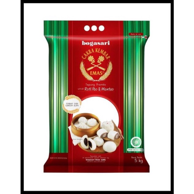 

Tepung Cakra Kembar Emas Roti Pao 5Kg - Bogasari Roti Pao Mantao