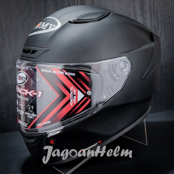 Suomy Helm Track1 Solid Black Doff Track 1 Single Visor