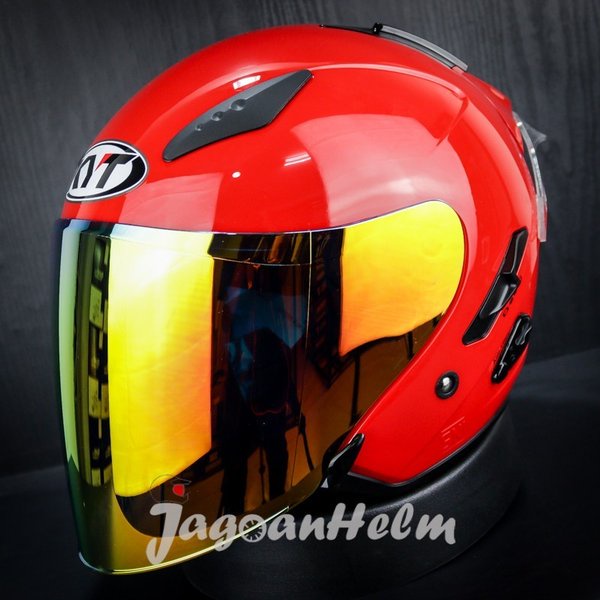 Kyt Helm Galaxy Slide Flat R- Fire Red - Solid Flat Visor