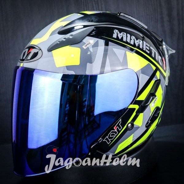 Kyt Helm Galaxy Slide #4 Flat R Black Yellow Fluo Double Visor