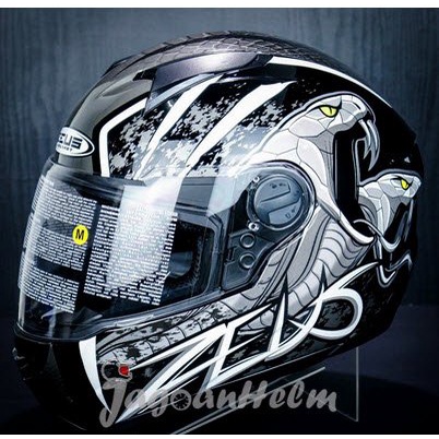 Zeus Helm Zs811 Al48-Black White- Zs 811 -Smoke Visor
