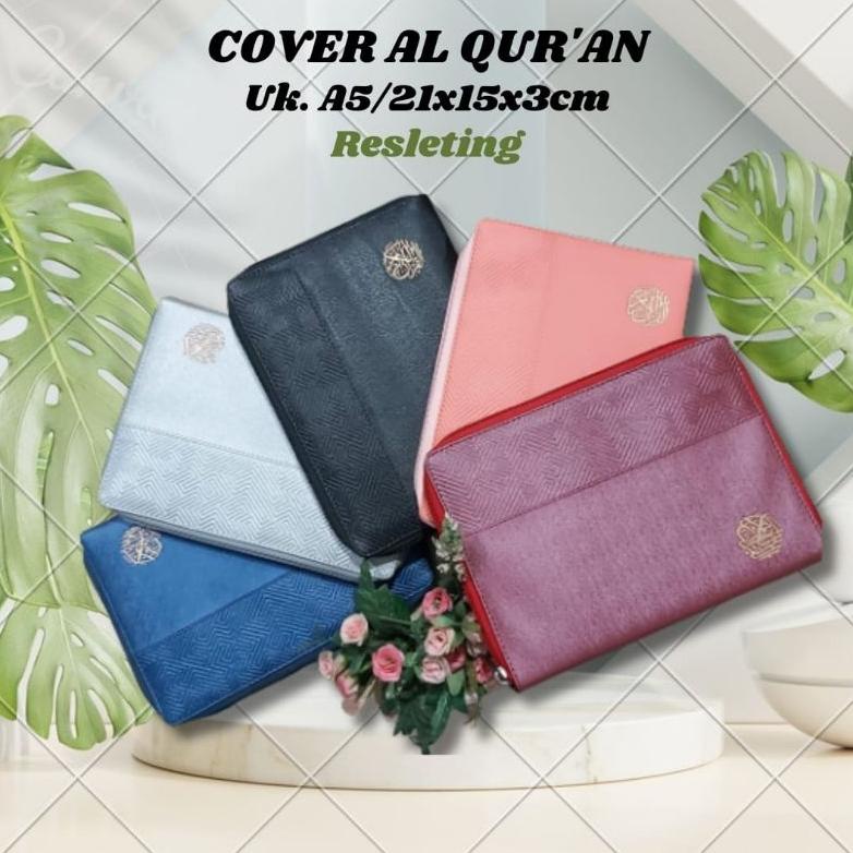 

Special SAMPUL saja A5 / 21x15x3 cm - Sarung Al Quran Resleting A5 - Cover Quran Anti Air Pria Wanita - Sampul AlQuran Hitam Navy Maron Marun Silver Putih Coral Peach m - Bungkus Al Qur'an Sleting Kulit Sedang Bahan Andin