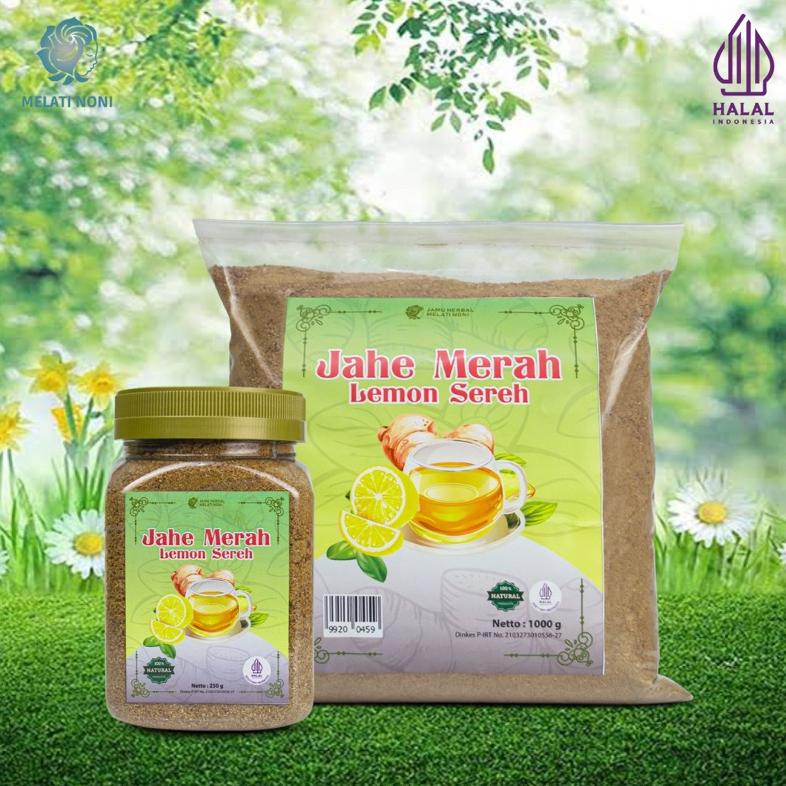 

Miliki Jahe Merah Lemon Sereh Gula Aren Bubuk Murni Instan Jamu Herbal Original Melati Noni 1 Kg .,