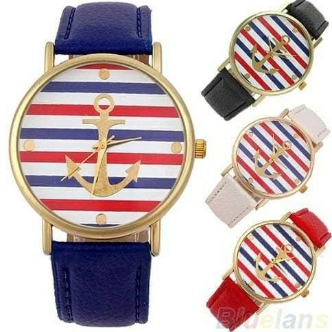 Jam Tangan Analog Unisex Pria Wanita Jangkar Birthday Present Hadiah