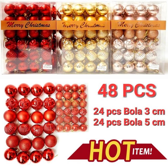 

Paket Bola 48 Pcs Murah Bola Premium Motif Pinus Dekorasi Pohon Natal Pengiriman Cepat