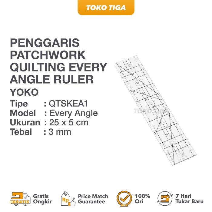 

Sarila Penggaris Patchwork Quilting Every Angle Ruler (Qtskea1)