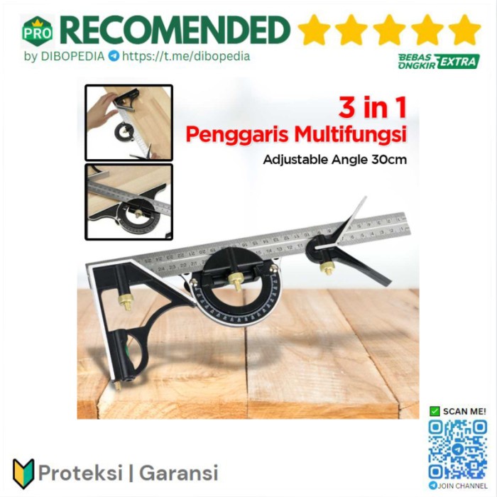 

Sarila 3 In 1 Penggaris Multifungsi Adjustable Angle Finder 30Cm - Silver