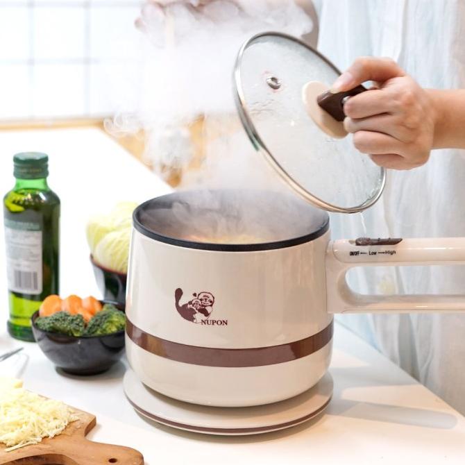 Panci Listrik Serbaguna Nupon Ptfe Non-Stick Coating Pfoa Free (Sudah Wulanlestaristore