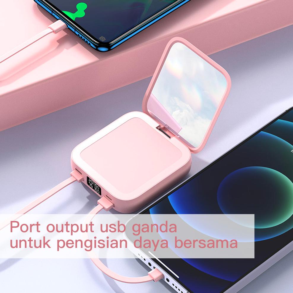 Sale New Powerbank Beauty Mirror 20000Mah Power Bank Pengisian Cepat Dengan Cermin Lipat Pink Mini F