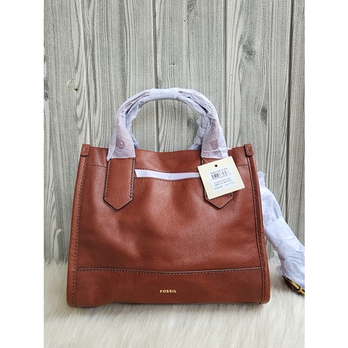 TAS BRANDED KYLER SATCHEL LEATHERÂ BROWN