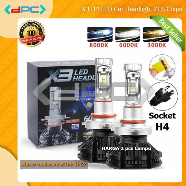 Lampu Mobil X3 LED H4 Headlight ZES High Quality Headlamp