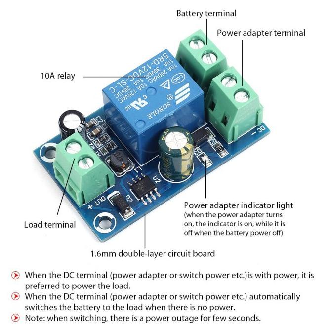 Modul Ups Dc 12V-48V Emergency Automatic Switch Battery Controller