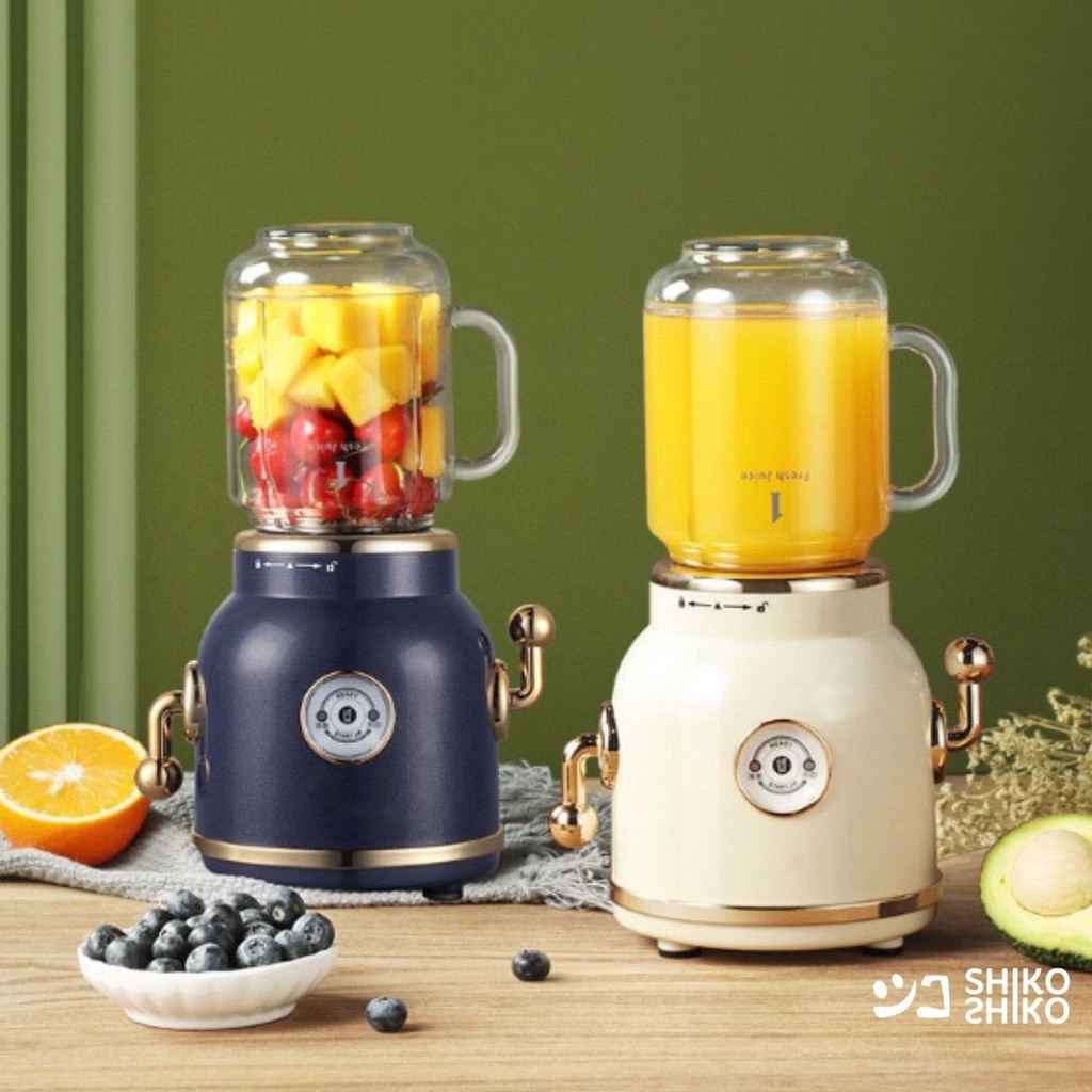 Bldvg Ecx Vintage R Retro Blender Stainless Dengan Gelas Kaca Dan Botol C Classic Elegant Unik 300W