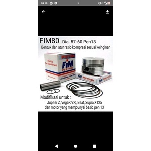 piston kit piston ring pen klip FIM IZUMI Yamaha Vega Jupiter z 57 57.5 58 58.5 59 59.5 60 pen 13 mm
